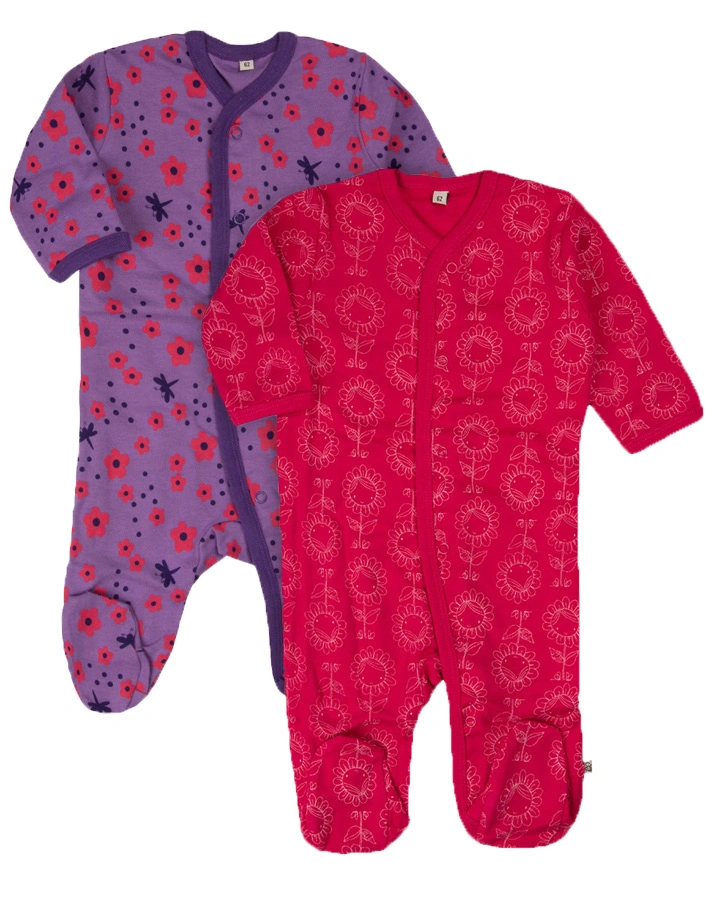 Strampler GIRLISH 2er-Pack mit Fuß in pink/lila
