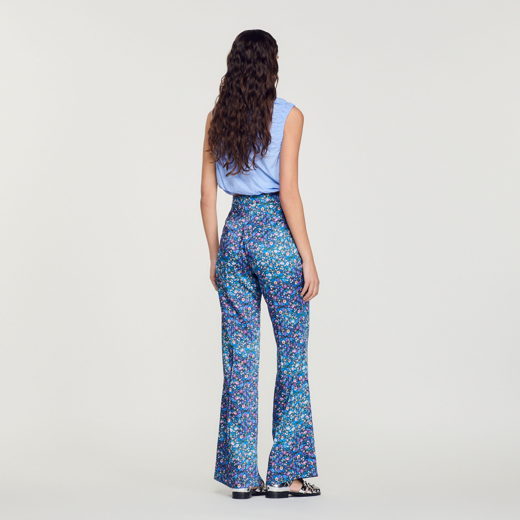 Pantalon satine imprime fleuri