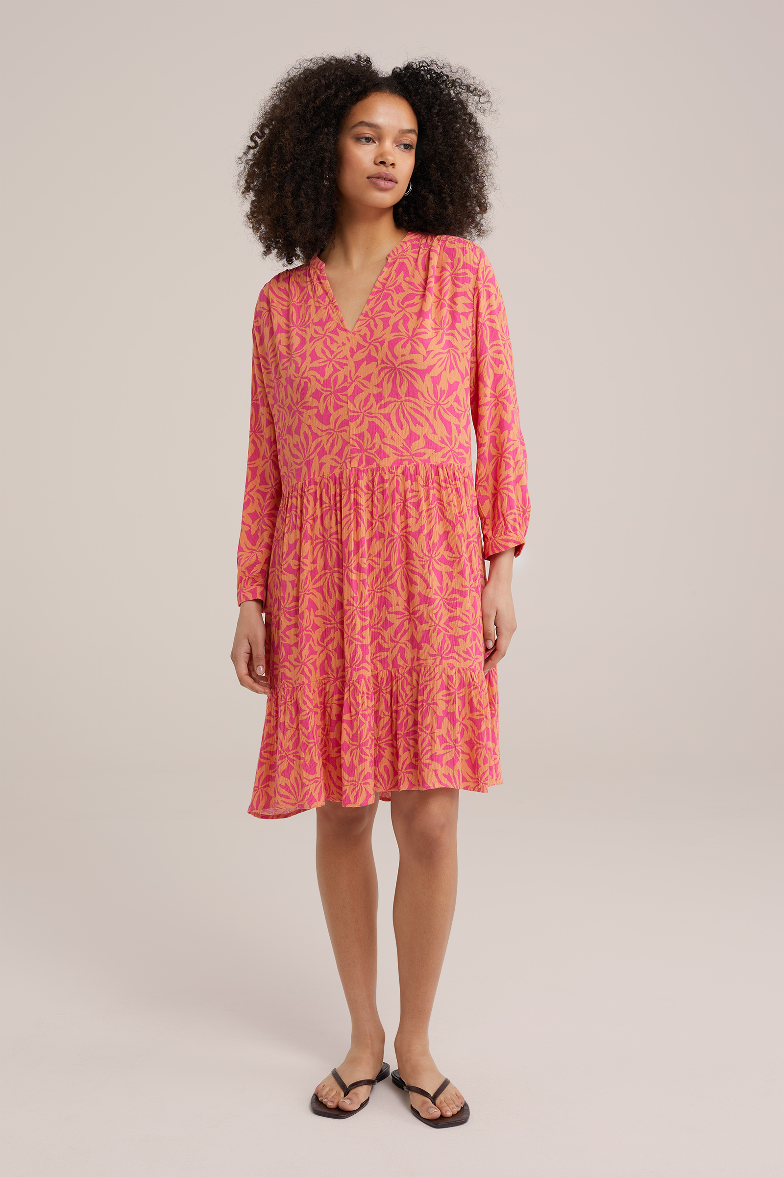 jurk met dessin WE Fashion Felroze