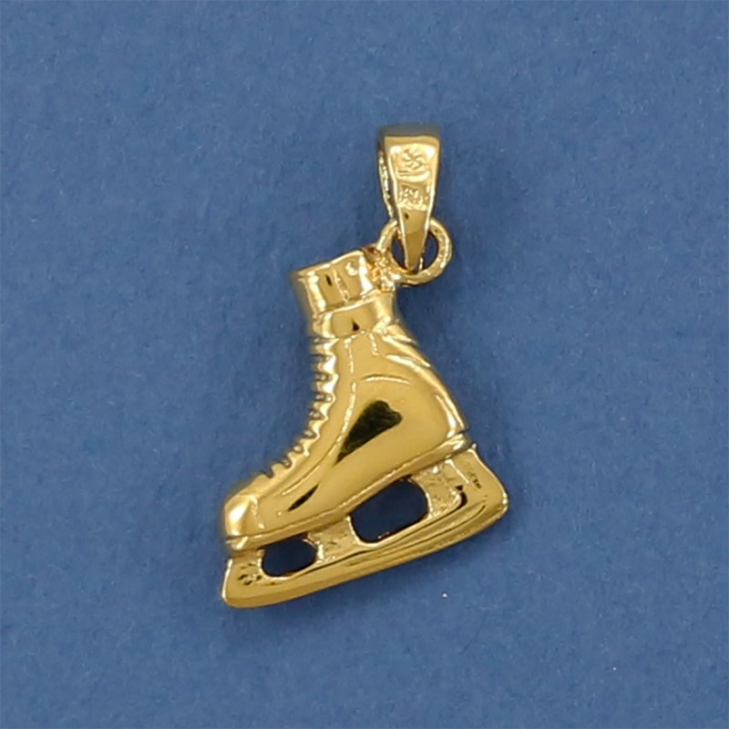 Pendentif patin hockey - Plaqué or