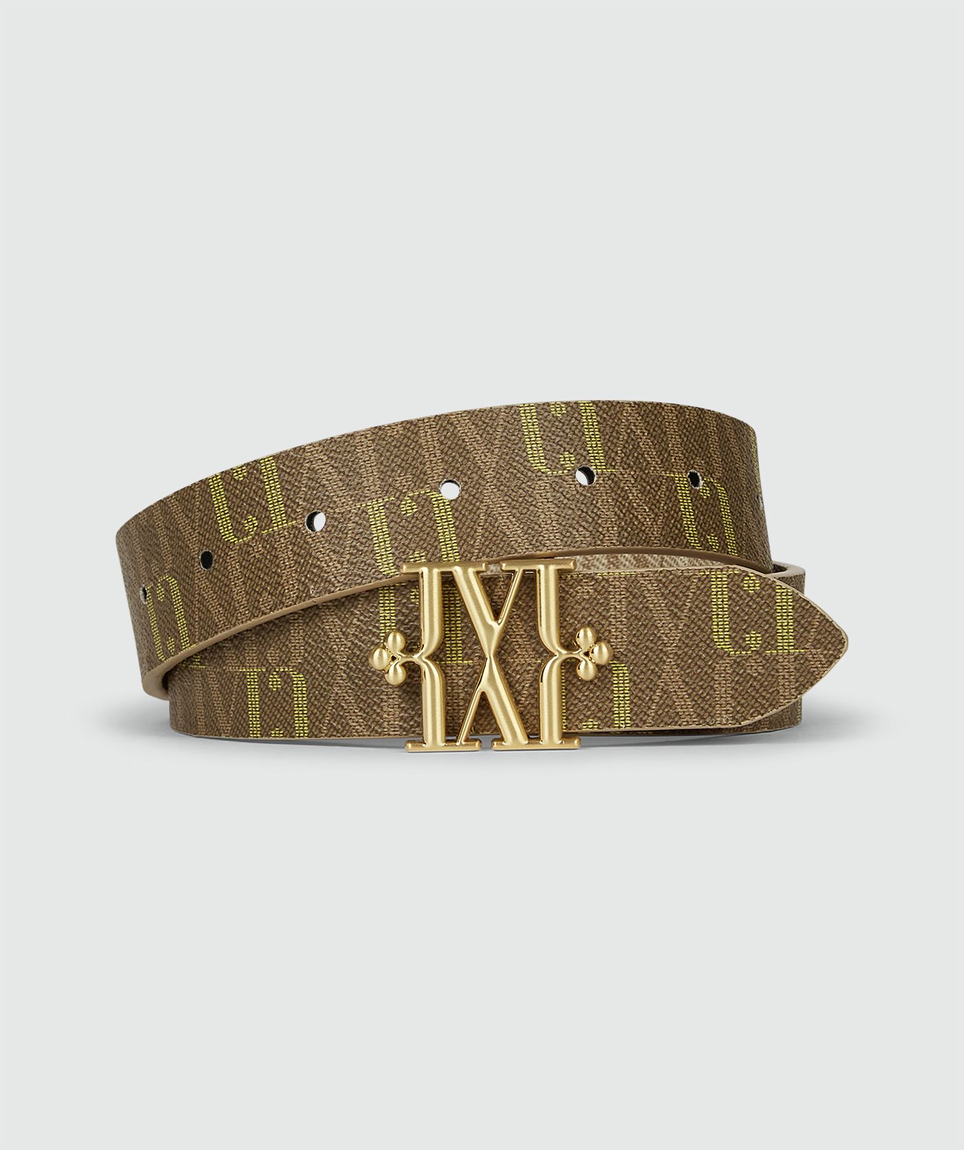 JV-PERRI riem met logo - beige olive green