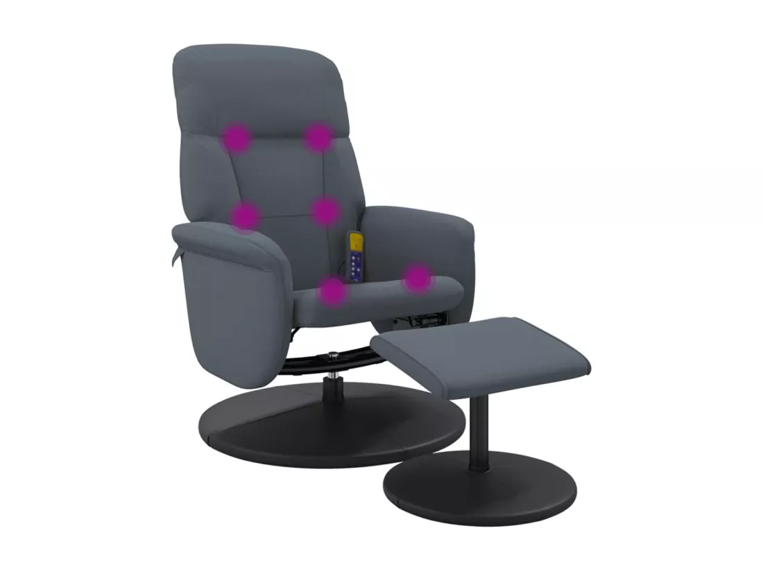 Fauteuil de massage inclinable repose-pied gris foncé velours