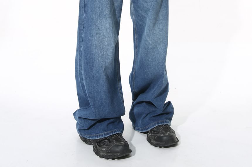 FAERIS - Mid Rise Washed Wide Leg Jeans