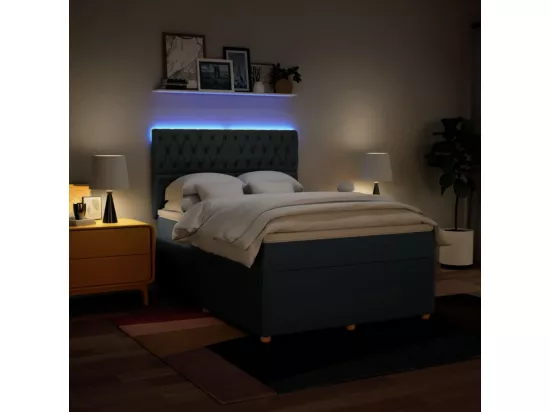 Sommier à lattes de lit avec matelas Bleu 160x200 cm Tissu