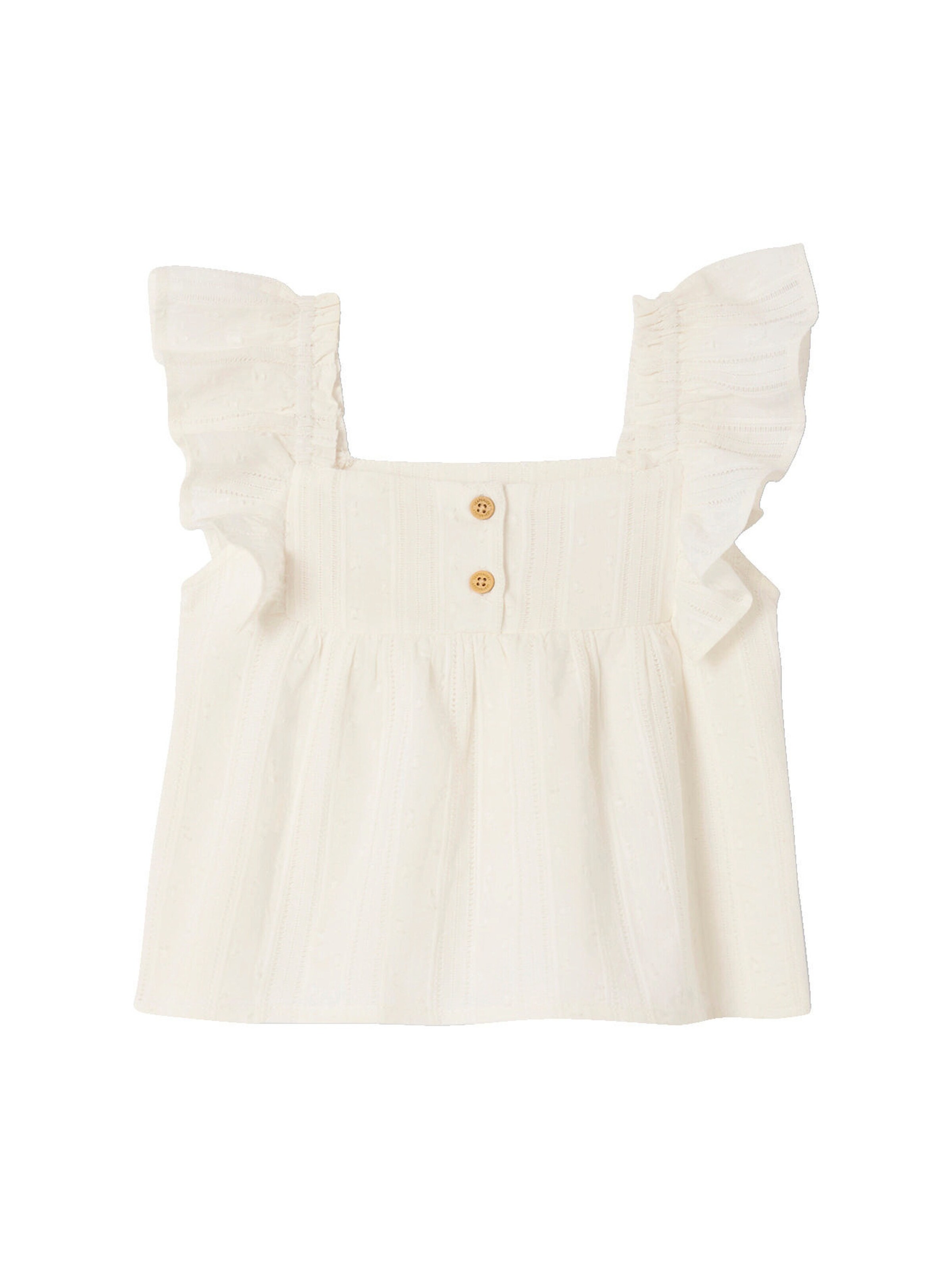 Vertbaudet Leichte Baby Bluse mit Volantträgern wollweiß