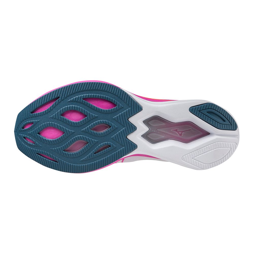 Mizuno WAVE REBELLION SONIC - Chaussures running Femme white/807 c/blue ashes
