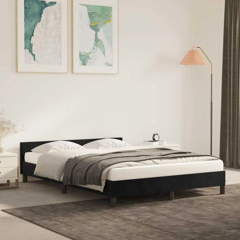 vidaXL - Bed frame zonder matras - Zwart - Fluweel - 140x200 cm