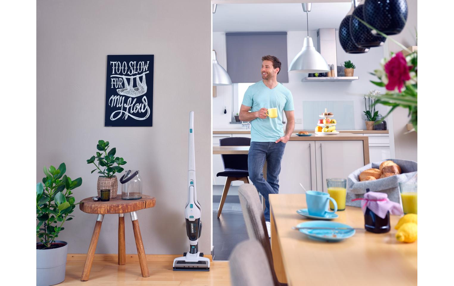 Akku-Hand- und Stielsauger Rotaro PowerVac 2in1 Weiss<br>Kabelloses Kombigerät mit Hand- und Stielstaubsauger