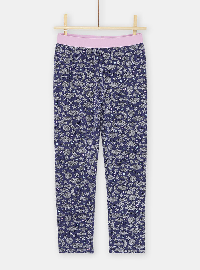 Pyjama bleu phosphorescent à motif sirène sur la Lune fille