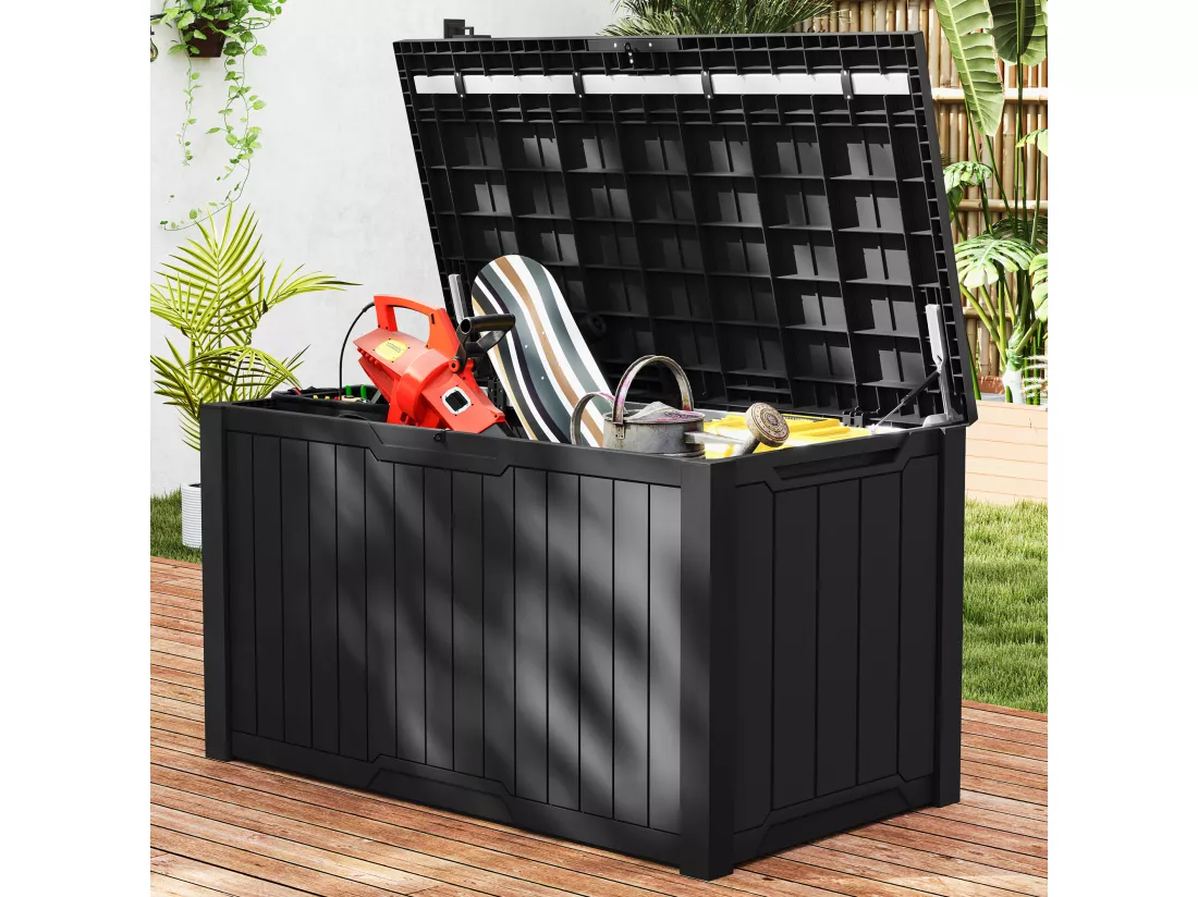 YITAHOME Boîte de Rangement de Jardin - 870 L - ‎80,5 x 79 x 143 cm - Noir