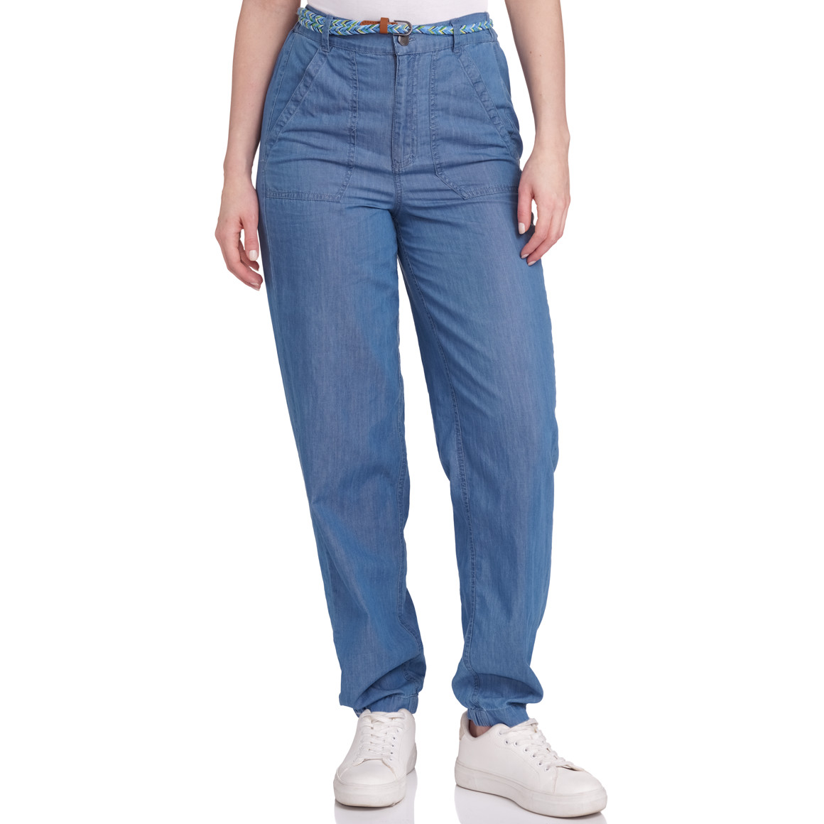 Gina 7/8 Damen Culotte mit Gürtelband blau
