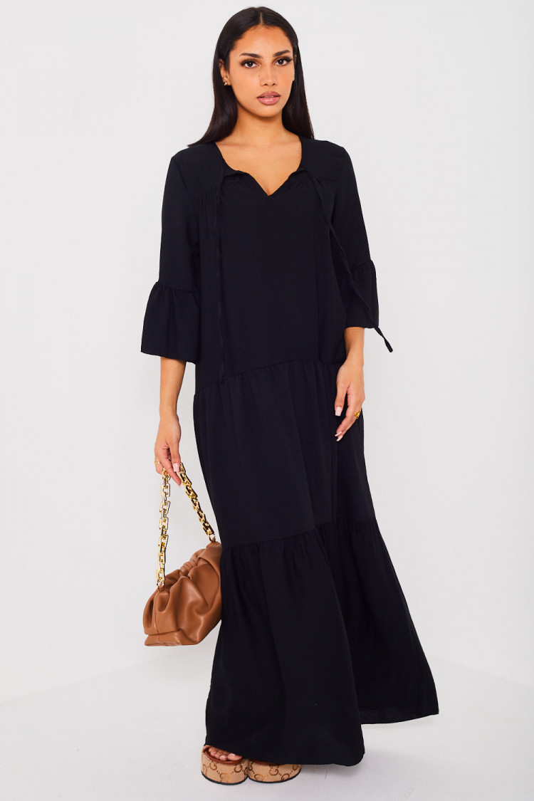 Robe longue évasée noire