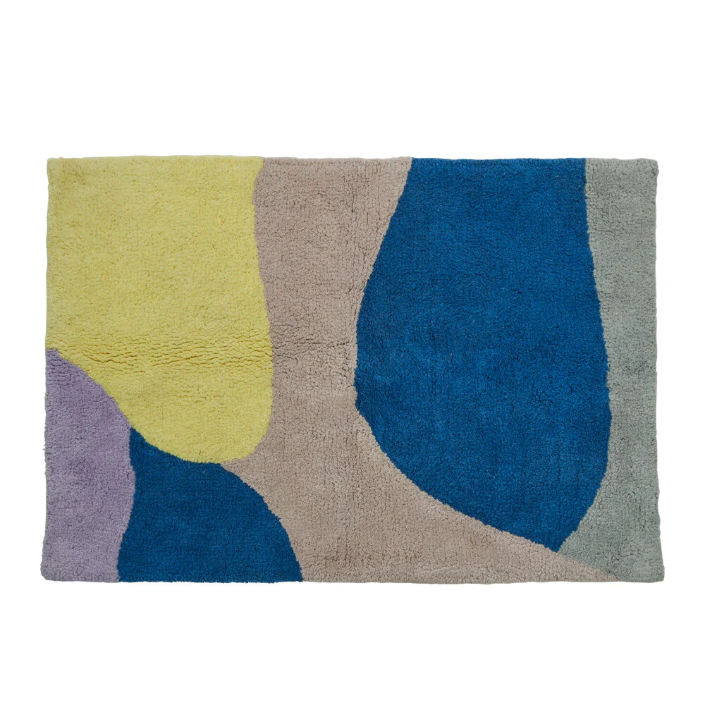 Bahne Interior  Swirled bademåtte, Blå/gul - 50x70 cm