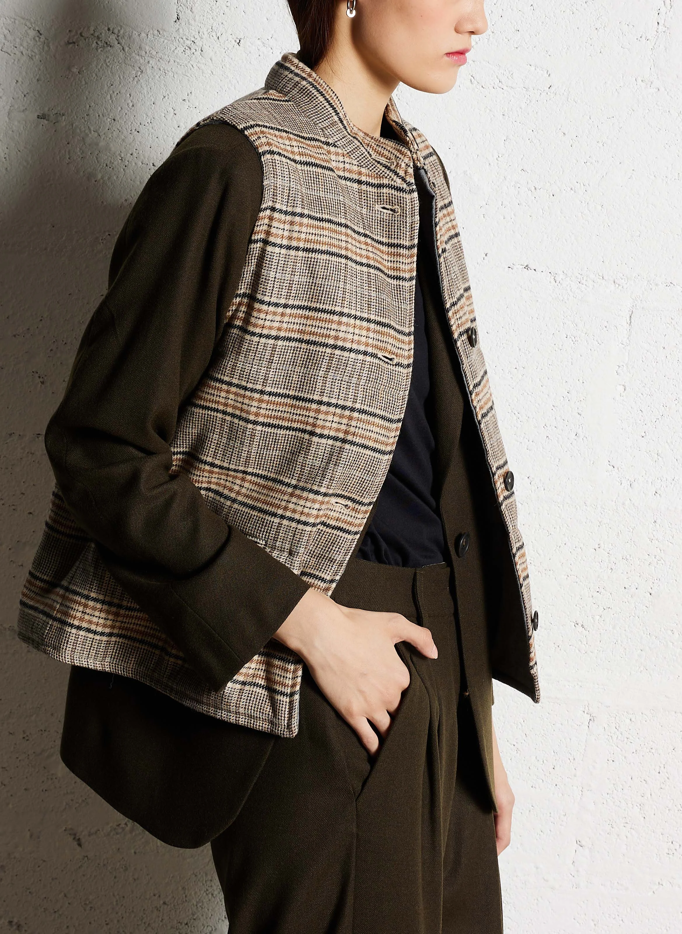 VARSO - Veste sans manches col montant droite en laine mélangée | Beige