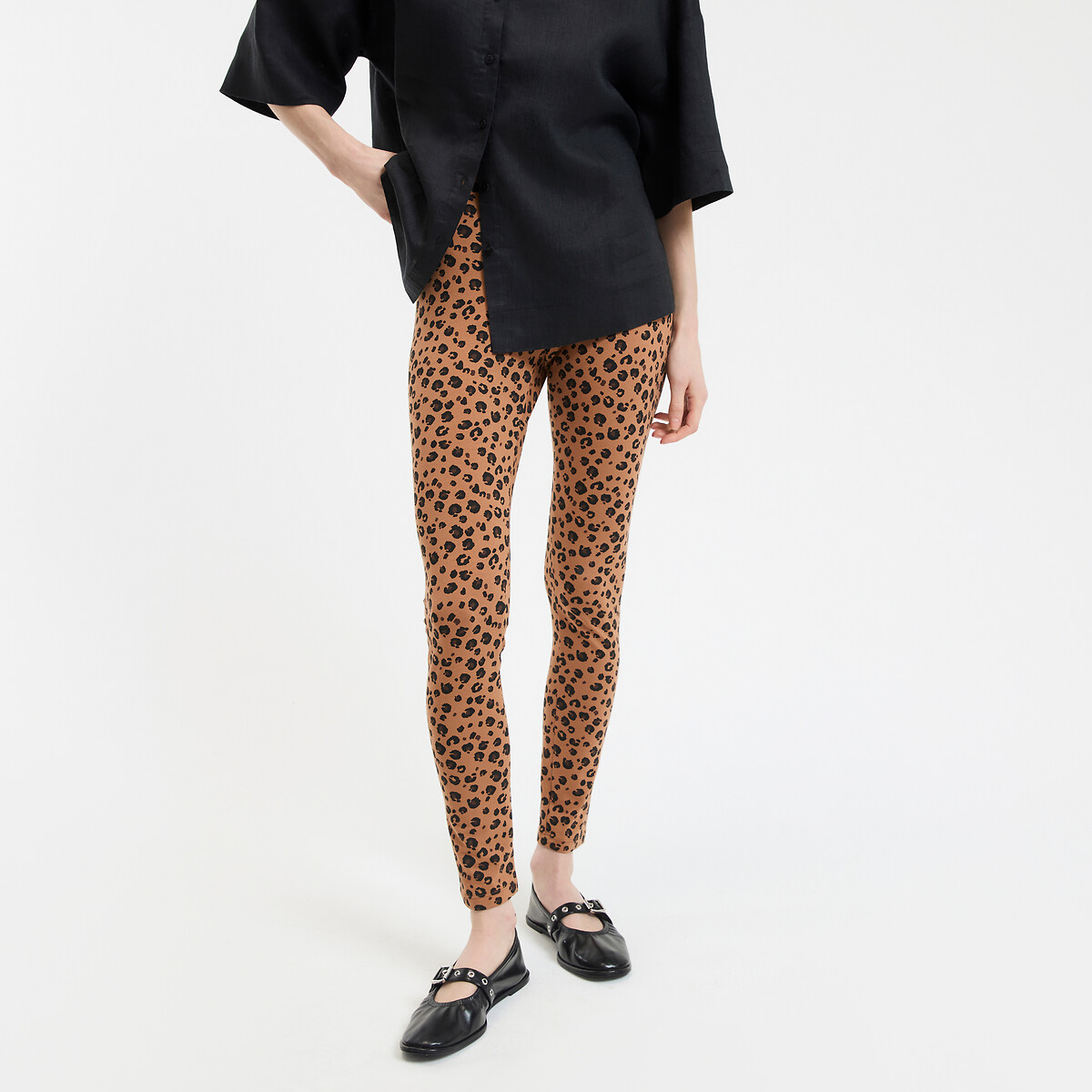 COLEÇÕES LA REDOUTE<br>Leggings de cintura alta com estampa animal