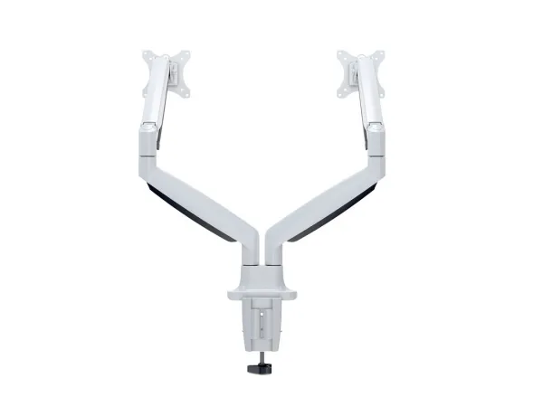 Multibrackets M Deskmount Gas Spring Dual - Monteringssæt (bordmontering, 2 artikulerende arme) - for 2 LCD displays - stål, højglansaluminium - hvid - skærmstørrelse: 15