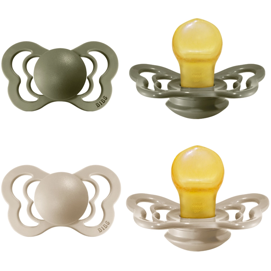 BIBS® Schnuller Couture Olive  Vanilla Latex 6-36 Monate, 4 Stk.