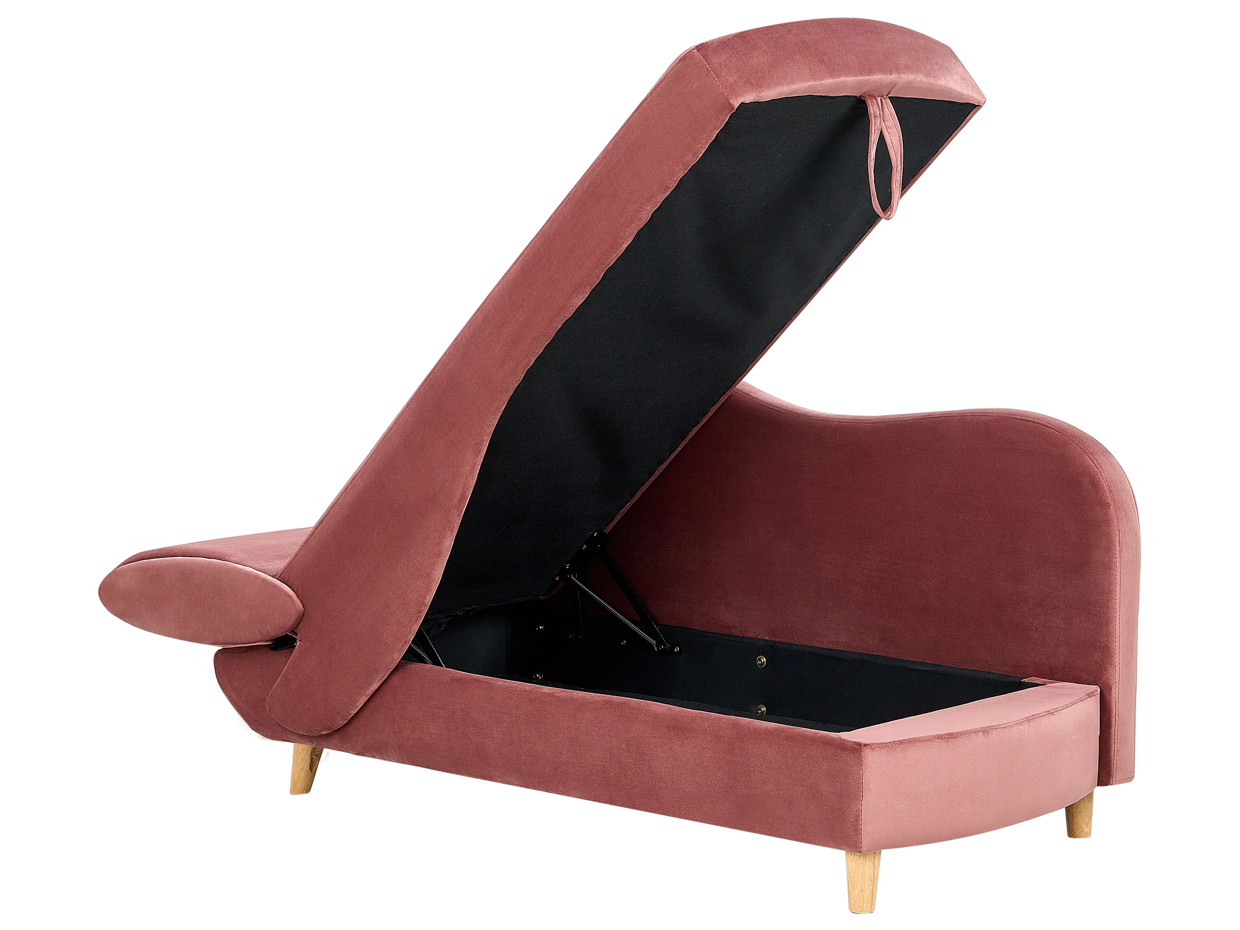 Linkszijdige chaise longue MERI Fluweel Roze met opbergruimte