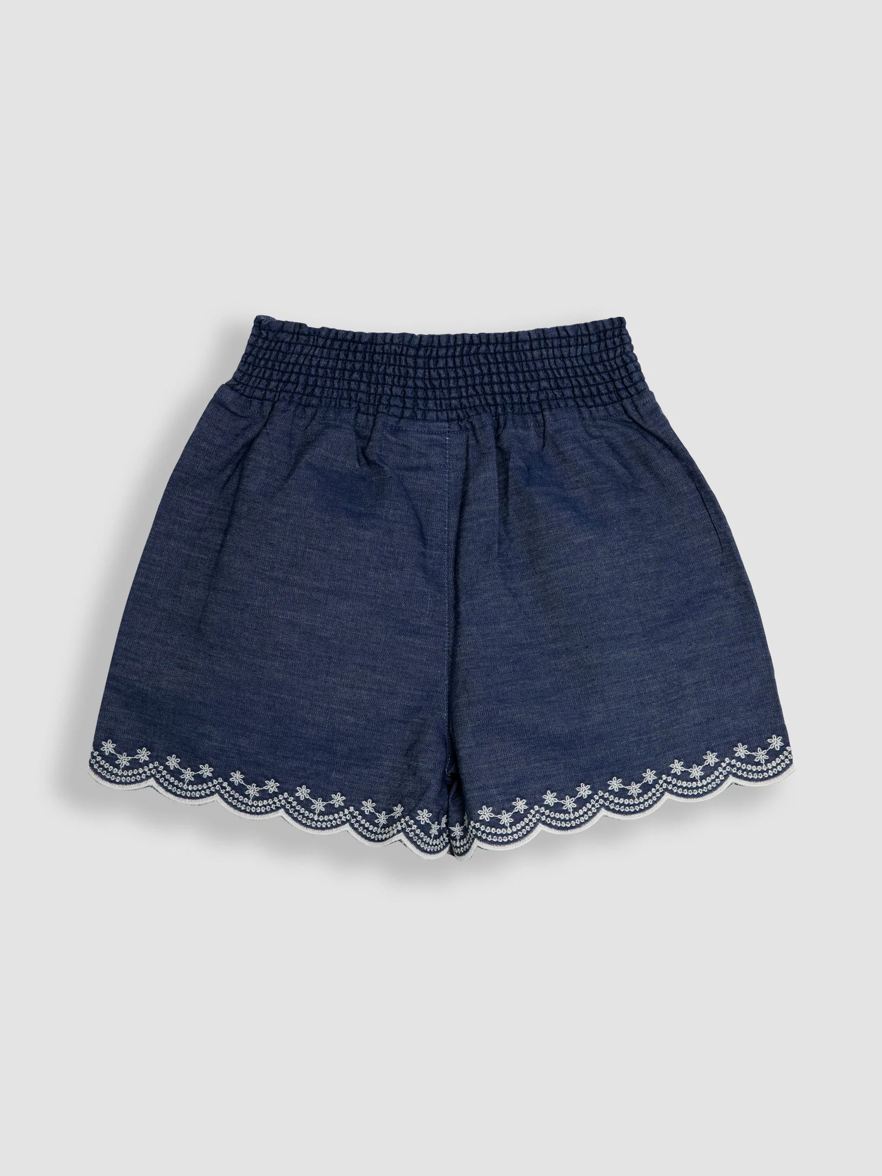 JoJo Maman Bébé - korte broek met broderie, geschulpte zak