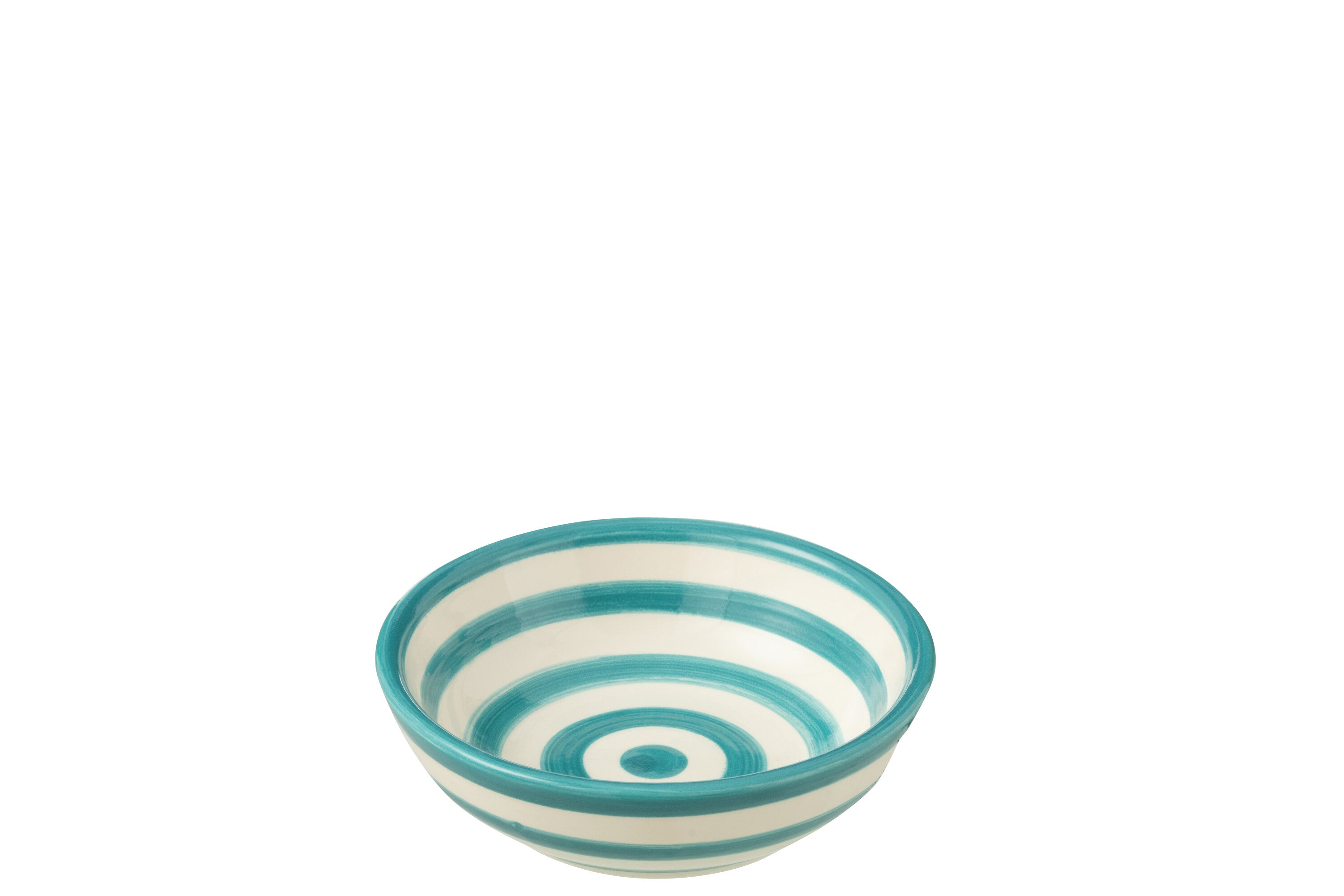 J-Line kom Granada Stripes Low - keramiek - wit|aqua - small