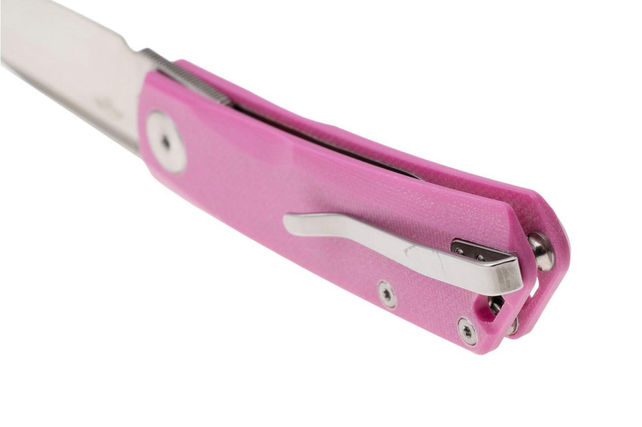 Real Steel Luna Phantom Flipper Double Detent 7008PS Satin D2, Pink G10, zakmes