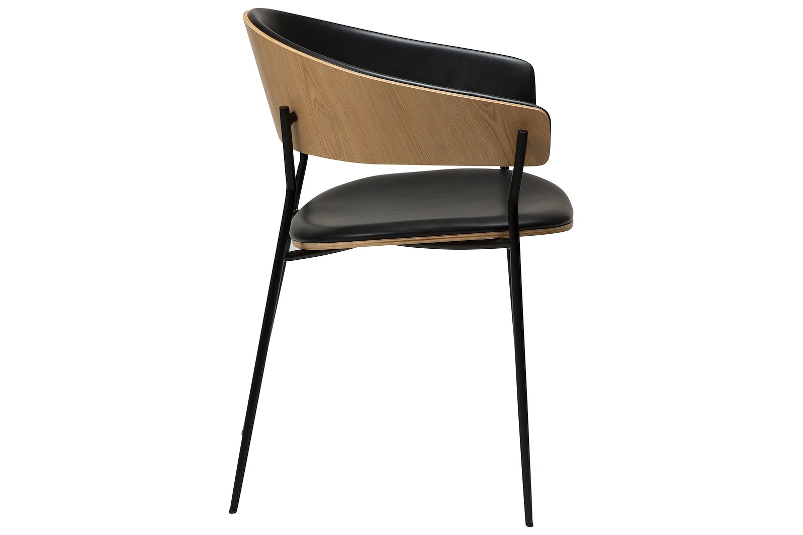 Crib spisestol Med arm. Sort PU med eikefinér rygg og sorte ben