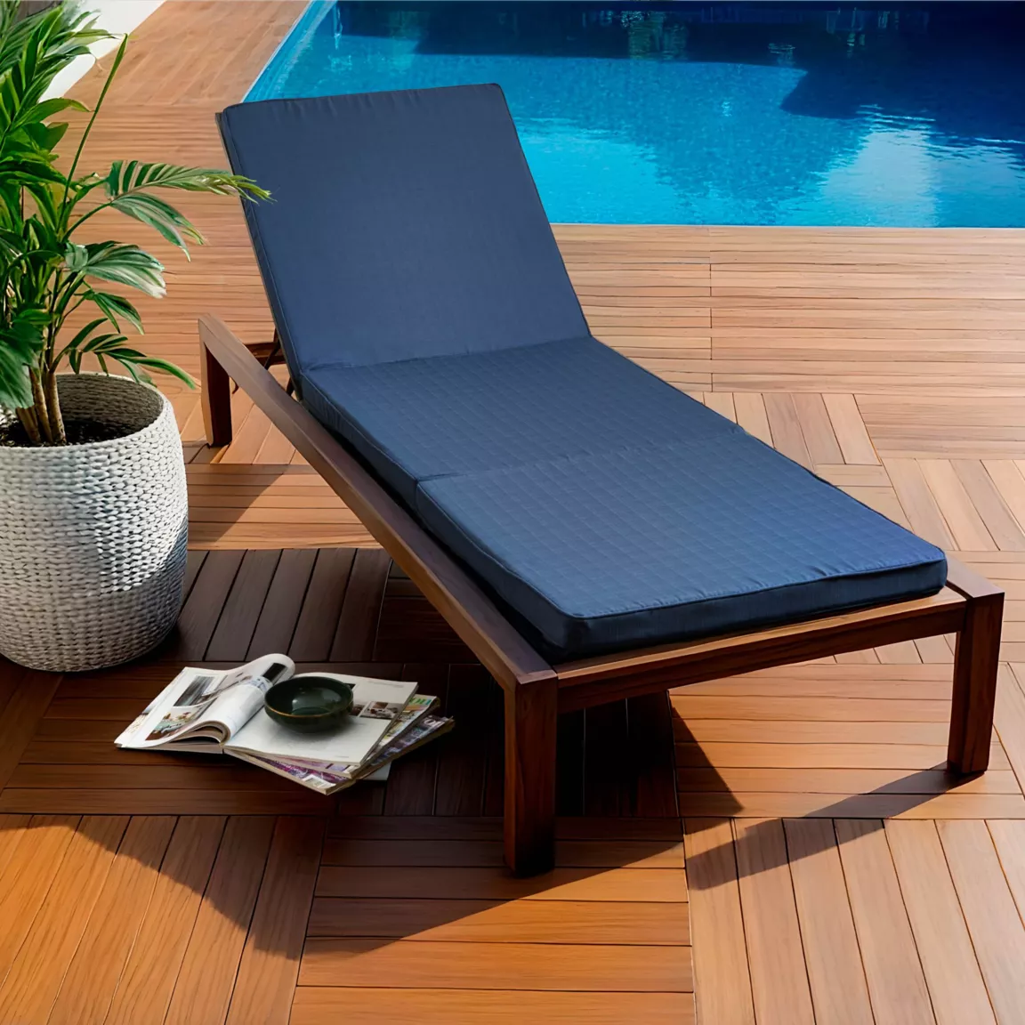 Coussin de transat déhoussable (190 x 60 cm) Sunset Bleu nuit