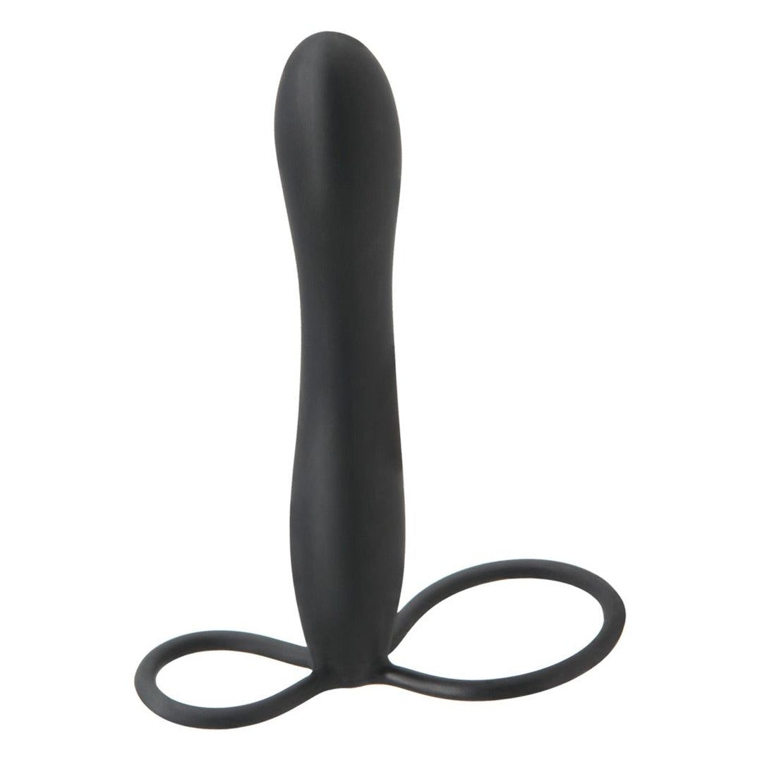 Analdildo mit Penis- und Hodenring Double Trouble | Paartoy für Sandwich-Sex | Fetish Fantasy