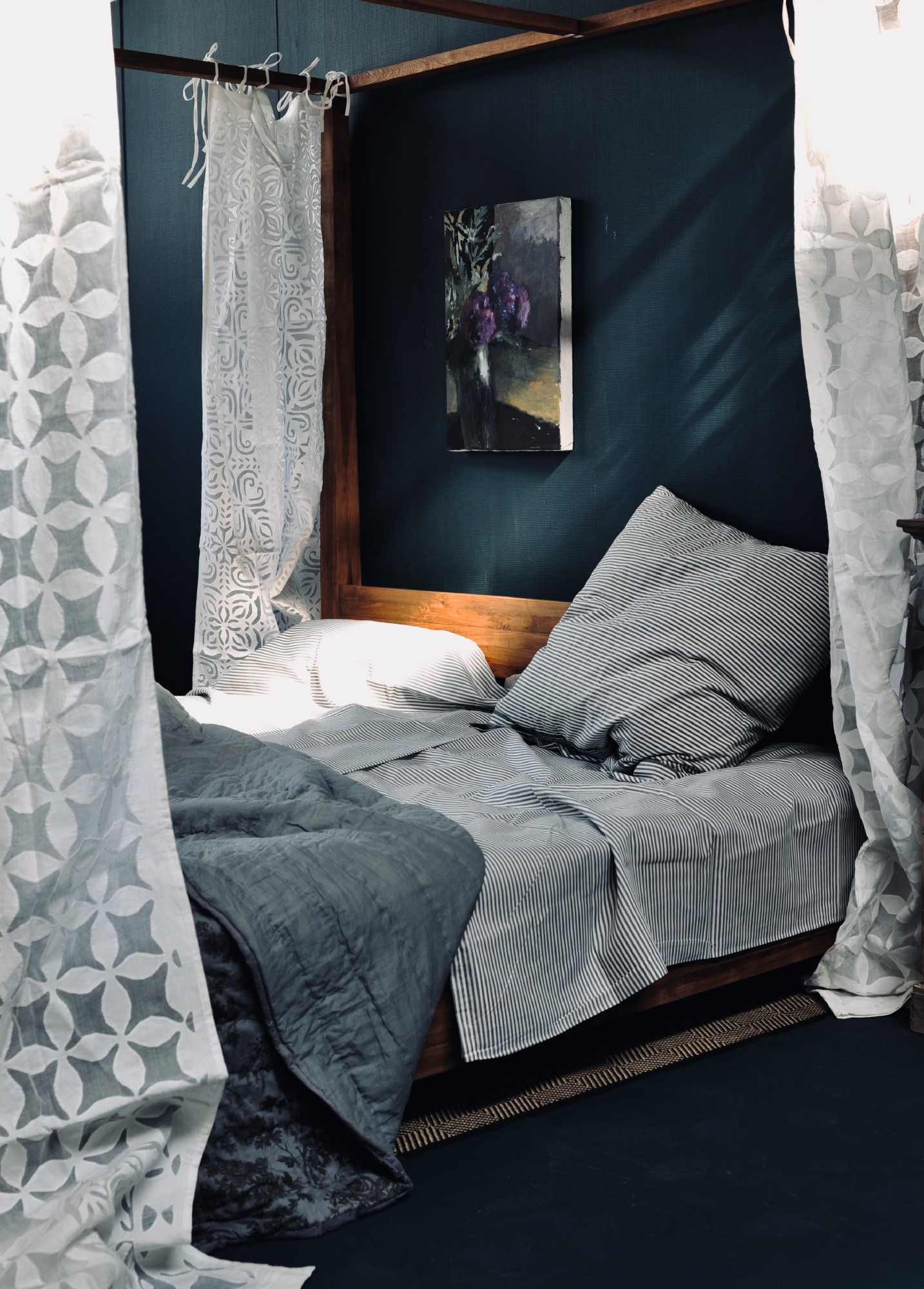 Himmelbett 'Surakarta' aus recyceltem Teak, natur, B 180 cm, L 200 cm von fischer's lagerhaus
