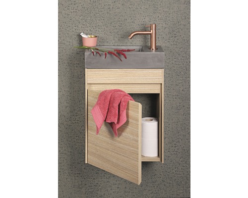 Wastafelmeubel Verschil HURA L BxHxD 39,5 x 52 cm x 21,5 cm Frontkleur eiken