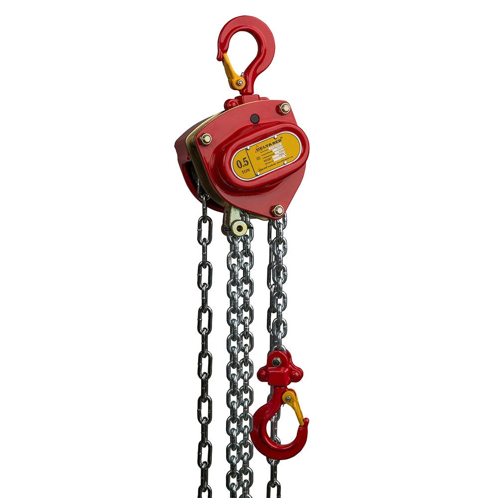 Delta Rot Premium tandwielkettingtakel met overbelastingsbeveiliging, draagvermogen 0,5 t, lengte 10,0 m