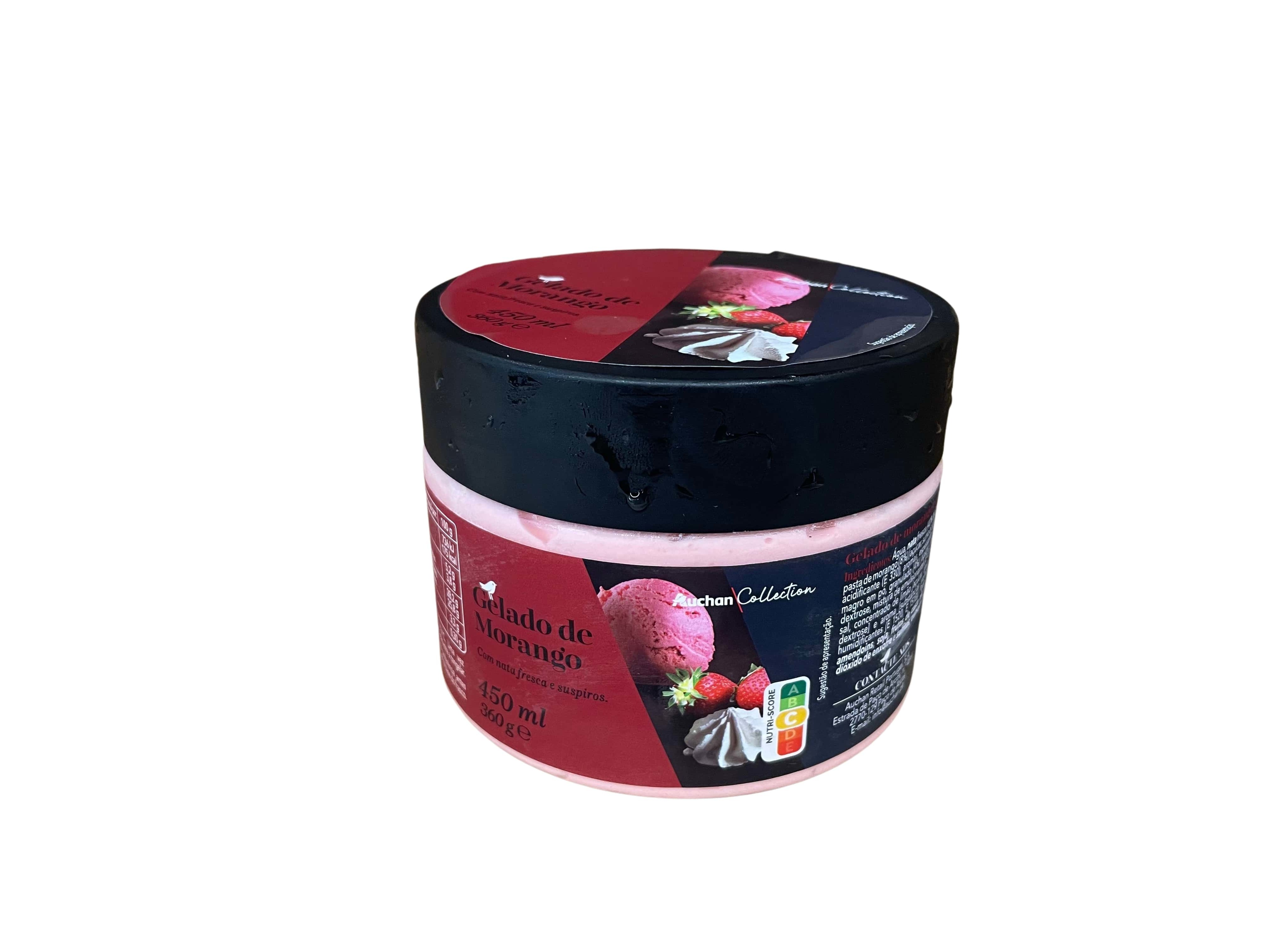 GELADO AUCHAN COLLECTION DE MORANGO COM SUSPIROS 450ML
