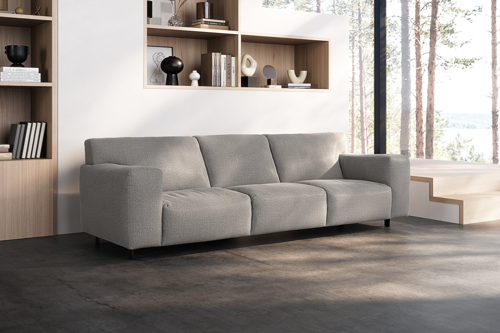 Vesta 4-seter I Tekstil Marsel Light grey, standardsøm, sort metallben 10 cm, Comfort CM