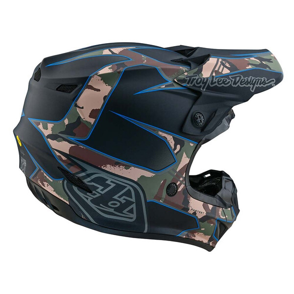 Troy Lee Designs - Casque SE4 Polyacrylite Matrix Camo Noir / Camouflage Kaki / Bleu