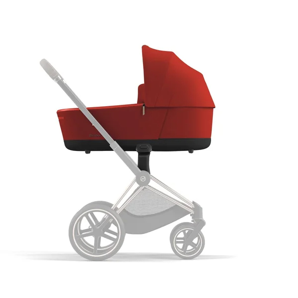 Carrinho de bebê Cybex Priam V4, cor dourada outono, com estrutura marrom cromada.
