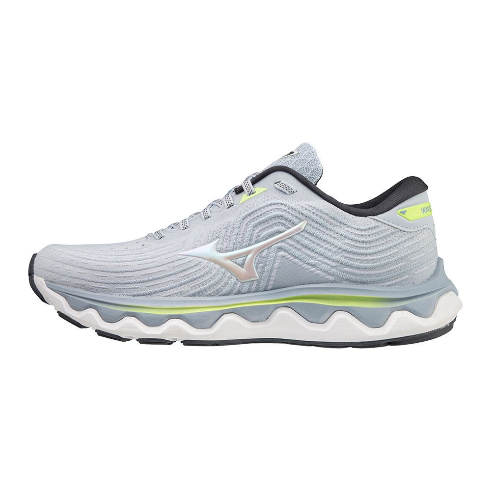 Mizuno WAVE HORIZON 6 - Chaussures running Femme heather/wht/neolime