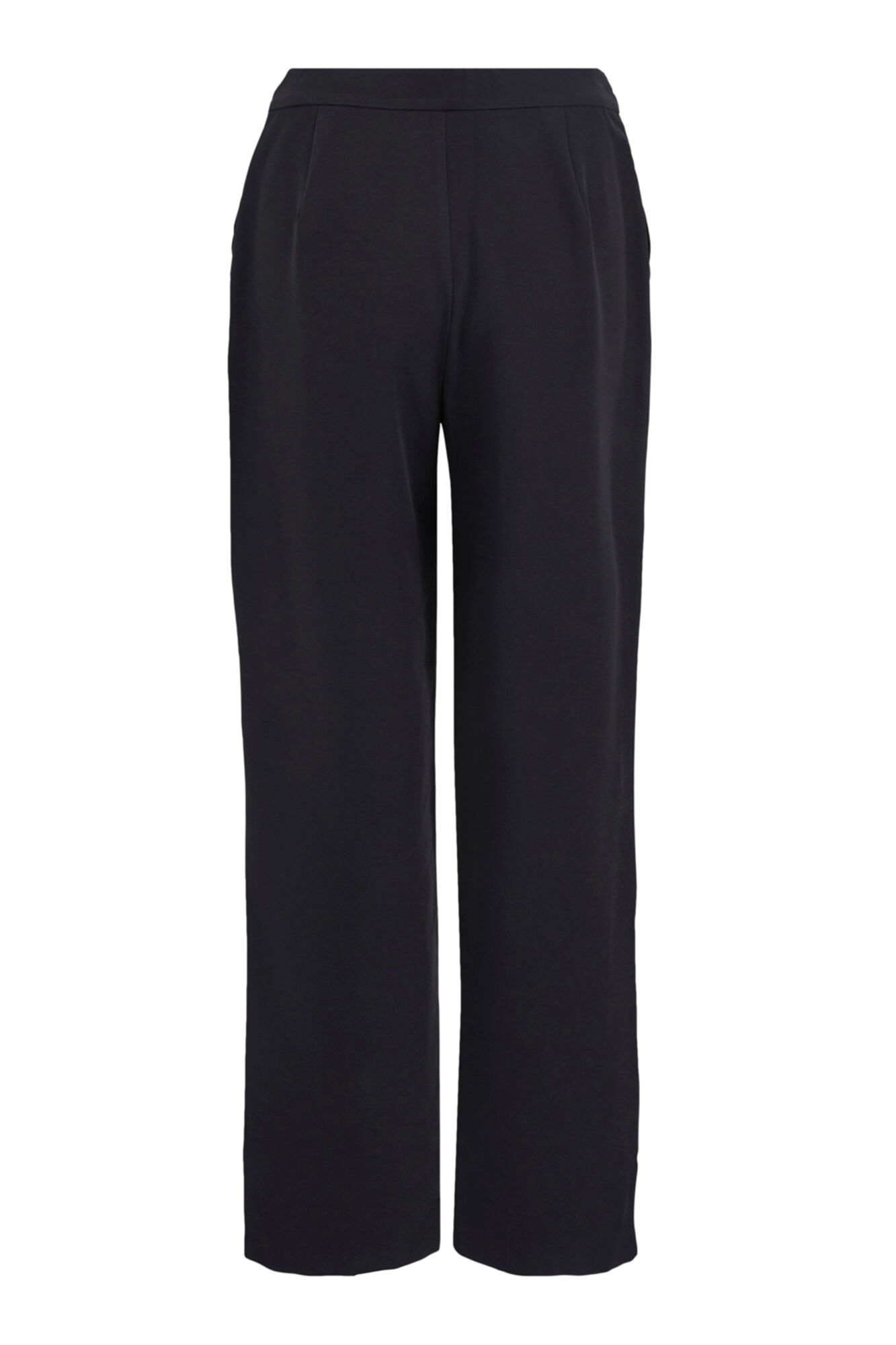 Calça feminina de perna larga e cintura alta - Preta