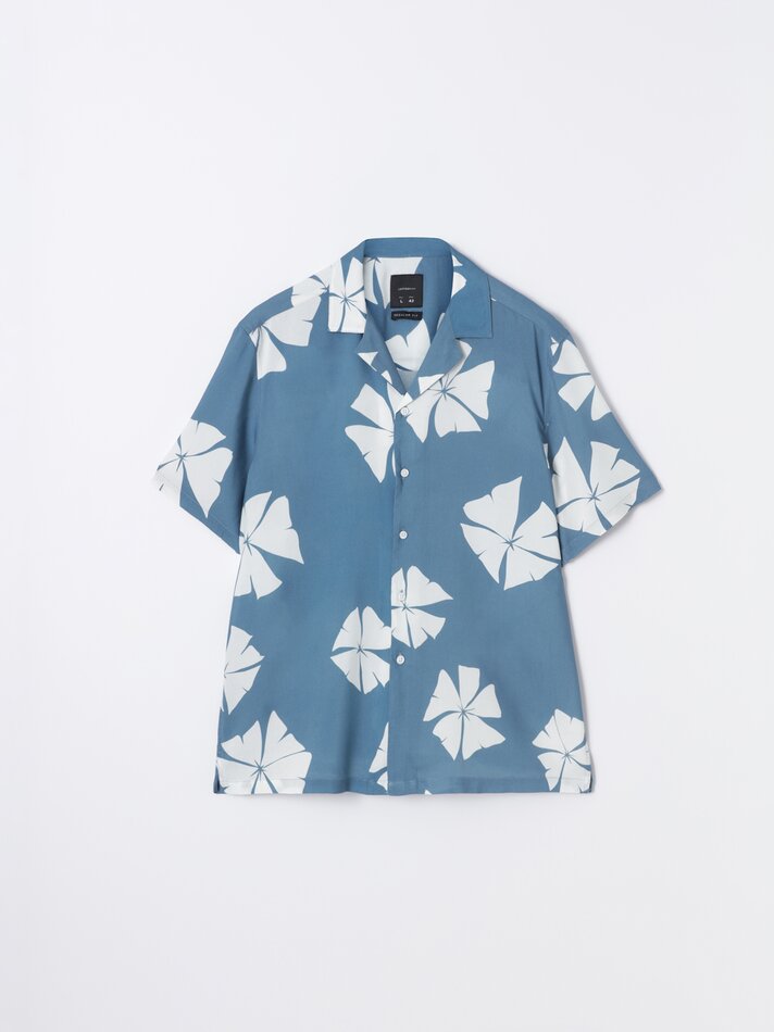 Camisa fluida para resort - Azul Royal