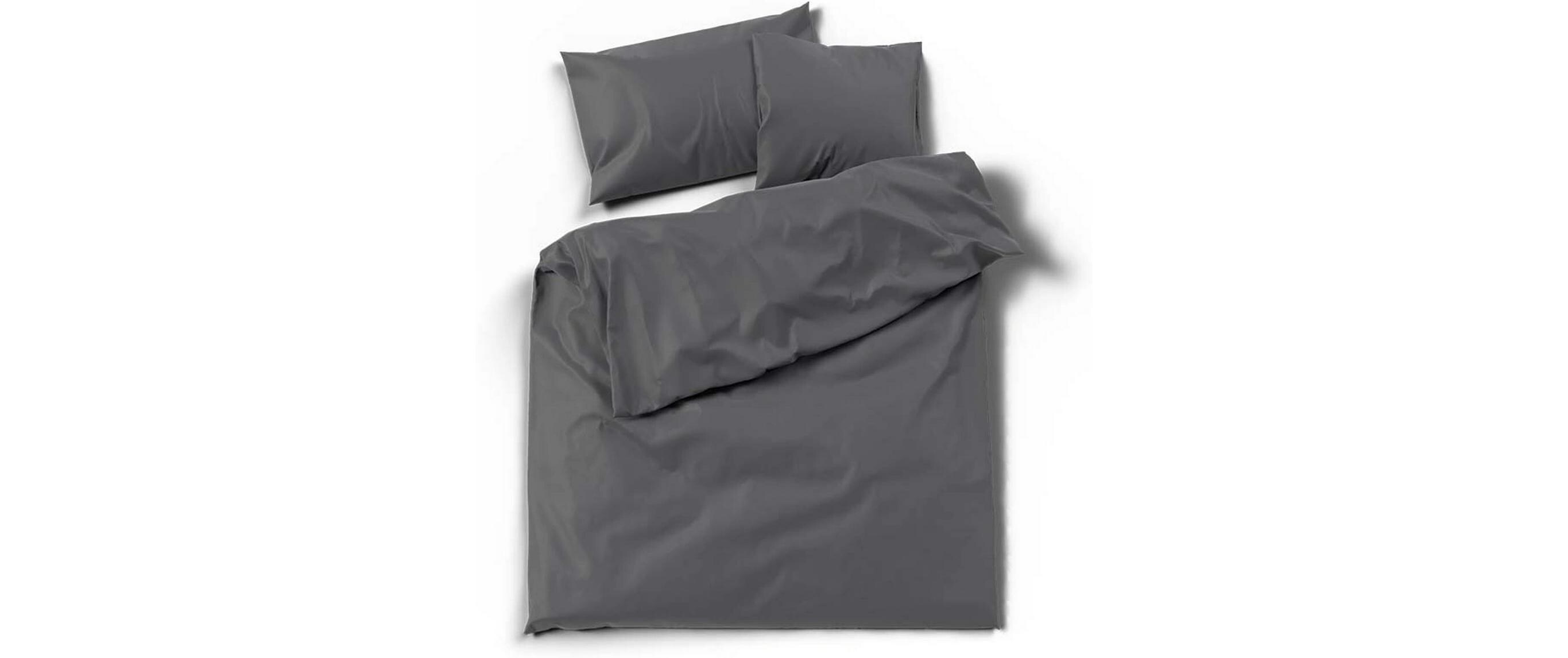 Duvetbezug Satin Uni 160 x 210 cm, GraphitSatin-Bettwäsche
