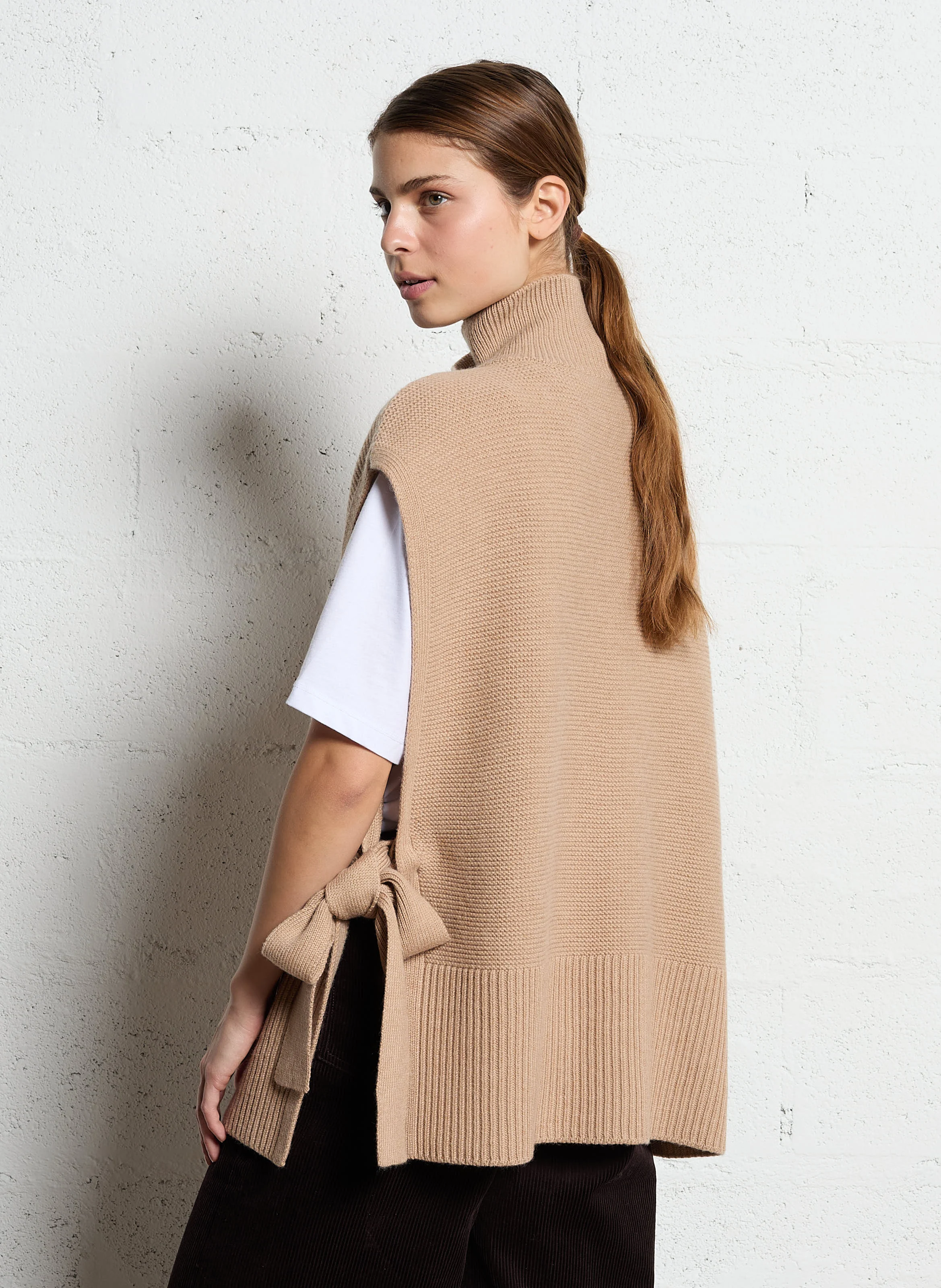 MORY - Plastron maille épaisse en laine| Beige