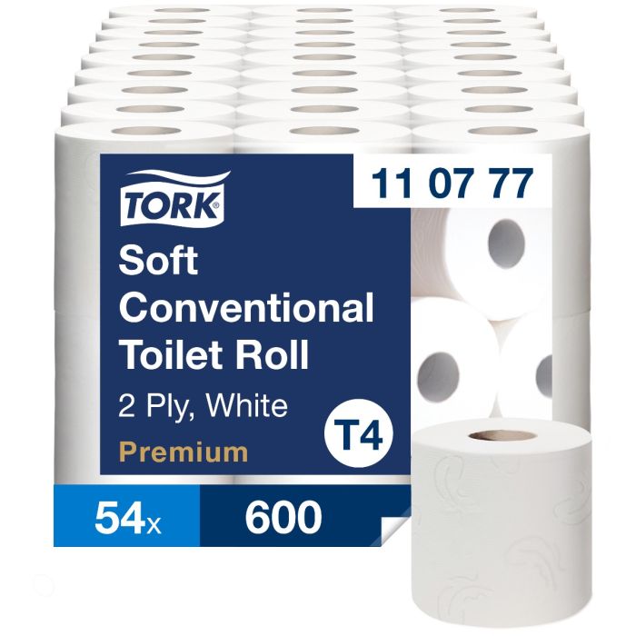 Tork 110777 toiletpapier zacht traditioneel Toiletpapier 2-laags T4 Premium wit 54 rollen (110777)