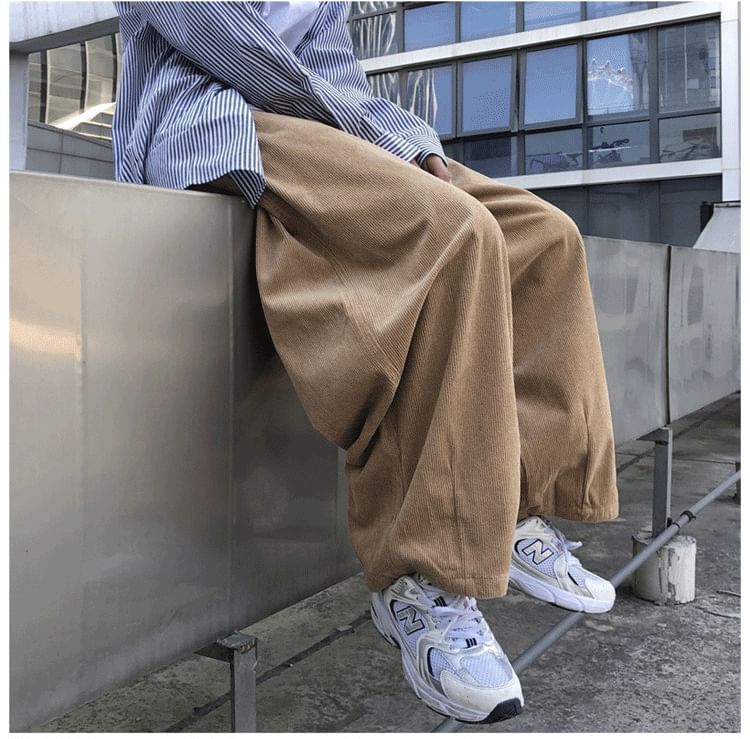 DuckleBeam - Corduroy broek met trekkoord in de taille, rechte pijpen