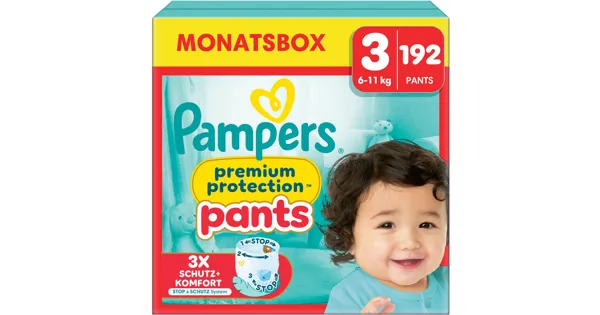 Pampers Premium Protection Pants Grösse 3 Monatsbox 192 Windeln