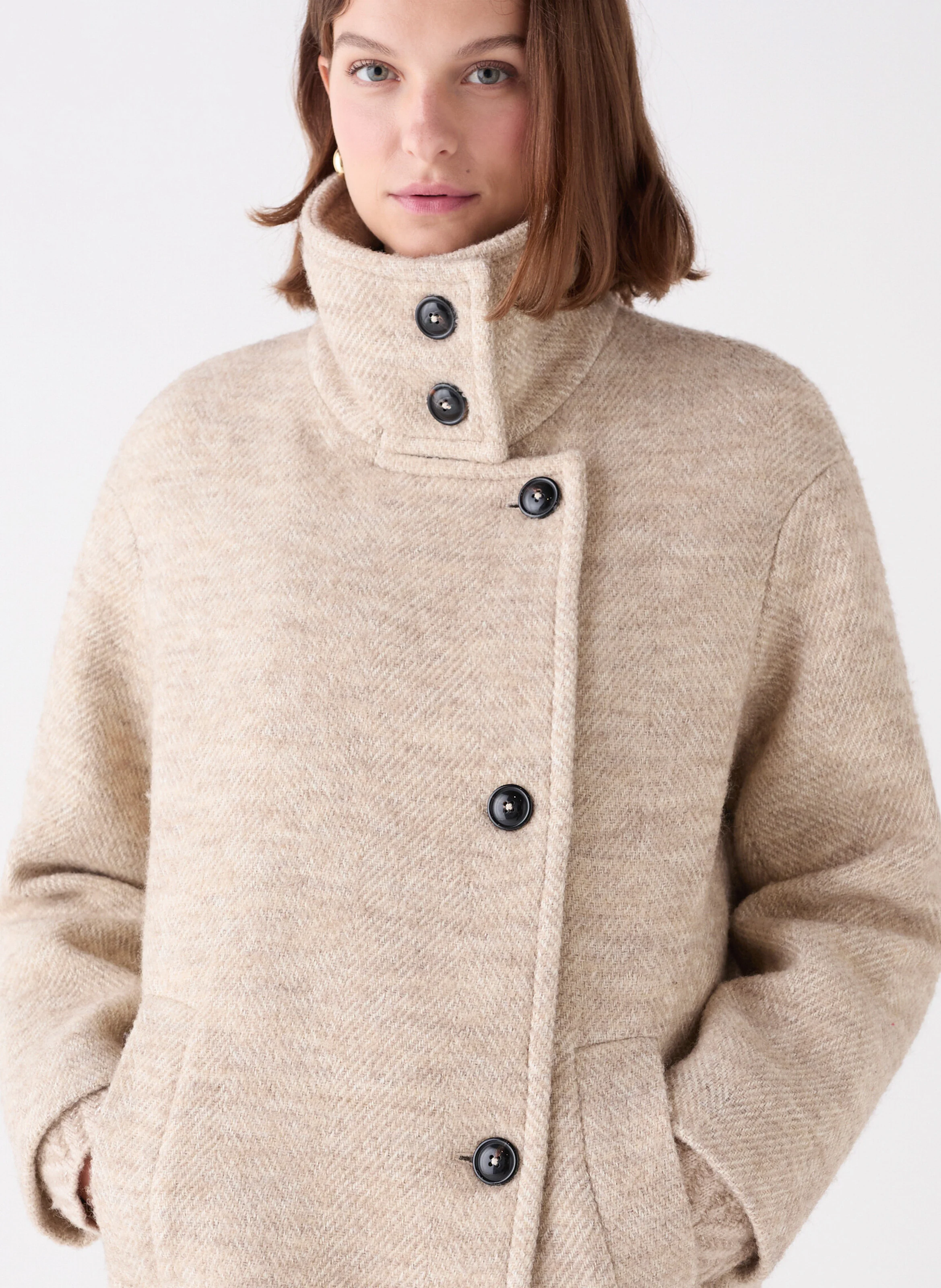 GOTHAM - Manteau col montant| Beige