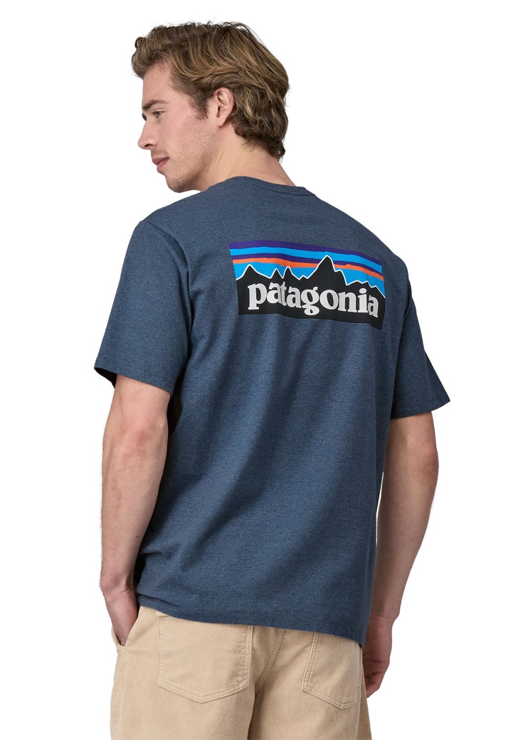 Patagonia T-Shirt M's P-6 Logo Responsibili-Tee Utility Blue