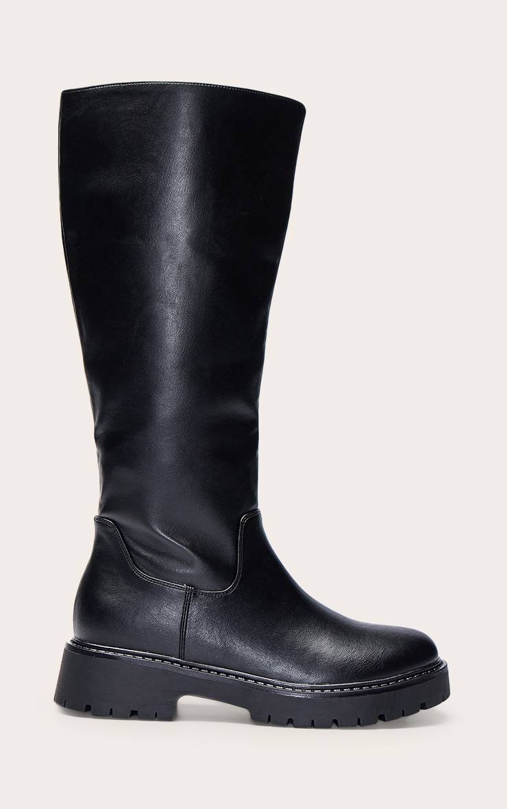Noir Botte Montante À Semelle Crantée Épaisse
