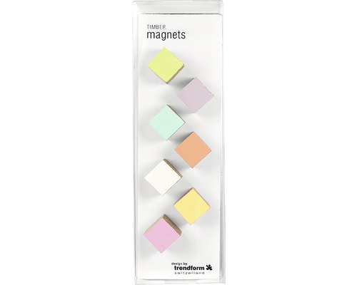 Decoratieve houten magneten, trendy, set van 7, kleurrijk