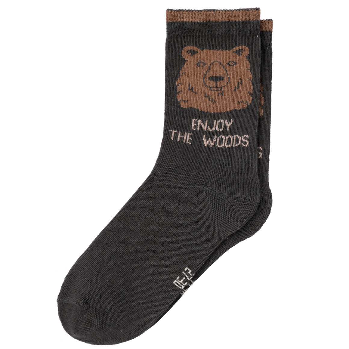 Topolino 3 Paar Jungen Socken mit Bär-Motiv dunkelgrau / braun / creme