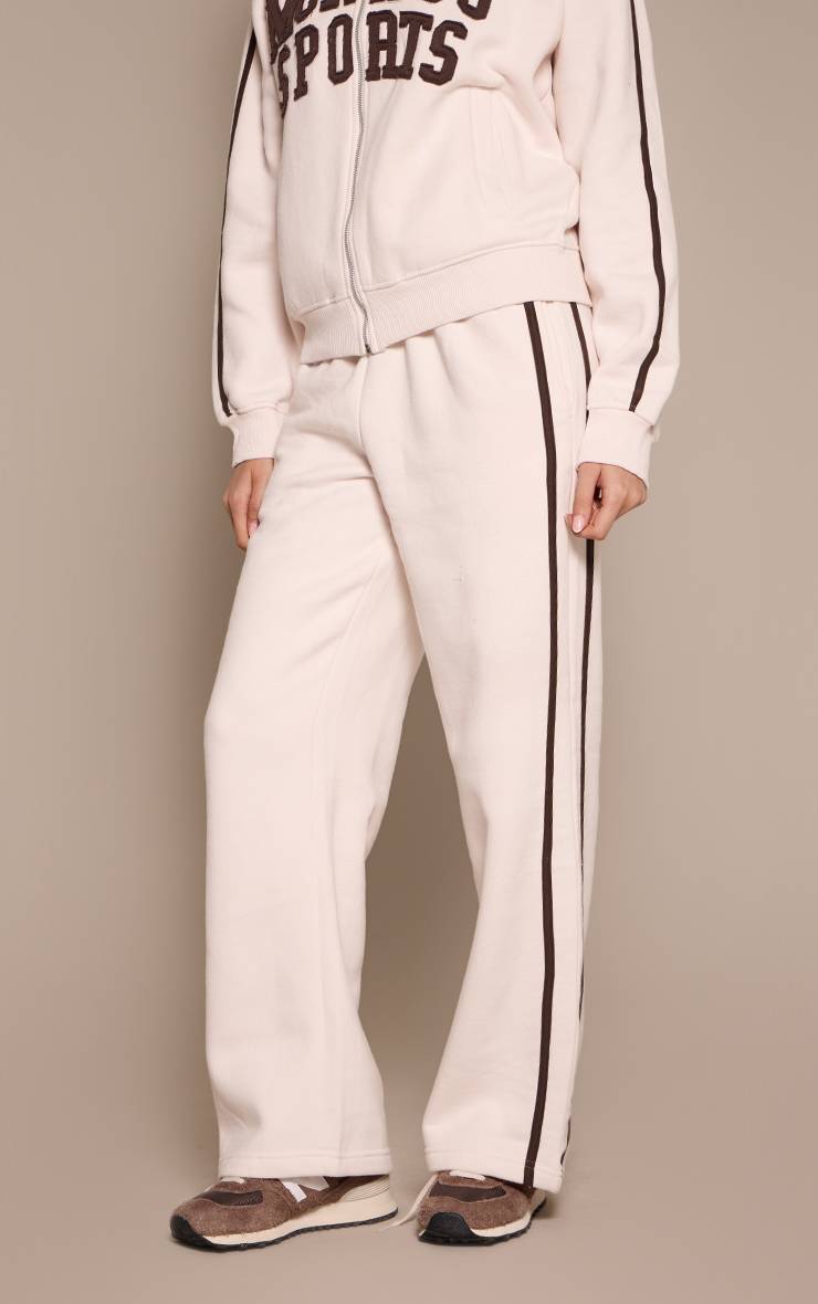 Crème Pantalon De Jogging Large À Bandes Contrastées