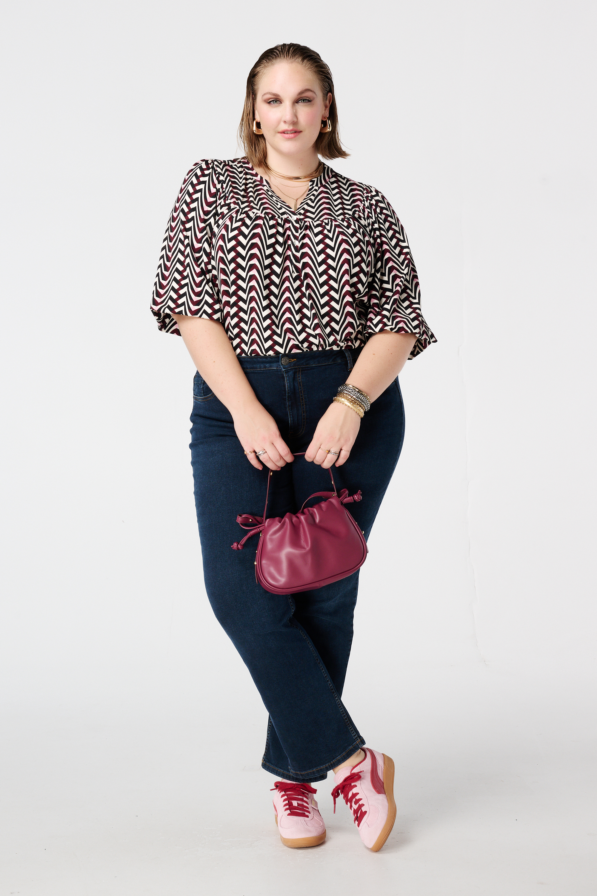 Jersey top met print Multi Bessen rood